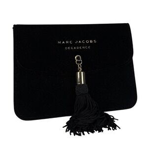 Marc Jacobs Decadence Clutch Velvet Makeup or Jewelry Bag Tassel Black 7"